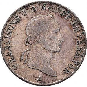 František II., 1792 - 1835, 20 Krejcar 1831 A, Vídeň, stuhy volně vlající,