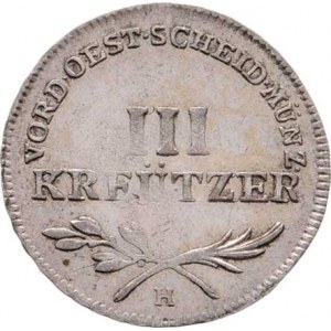 František II., 1792 - 1835, III Krejcar 1794 H, Günzburg, 1.397g, nep.nedor.,