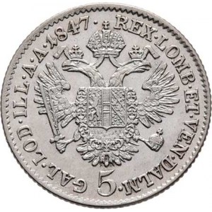 Ferdinand V., 1835 - 1848, 5 Krejcar 1847 A, Vídeň, 2.196g, pěkná patina