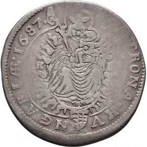 Leopold I., 1657 - 1705, XV Krejcar 1687 KB, Kremnica, Höll.87.1.3, Husz.1427,