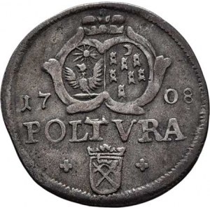 Josef I., 1705 - 1711, Poltura 1708 bz, Sedmihradsko-Sibiň, M-A.207, 0.918g,