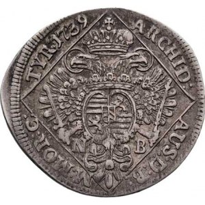 Karel III.(VI.), 1711 - 1740, 1/4 Tolar 1739 NB, Nagybanya, Husz.1623, M-A.239,