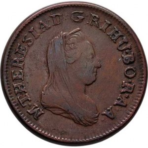 Marie Terezie, 1740 - 1780, Cu Krejcar 1780 K, N.60b, Husz.1762, 8.092g, pěkná