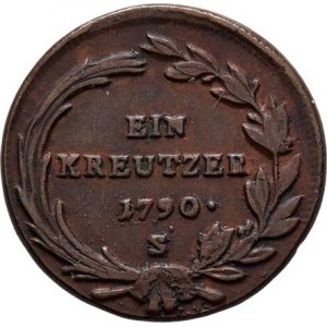 Josef II., (1765 -) 1780 - 1790, Cu Krejcar 1790 S, Smolník, Husz.1896, P.46, 7.232g,