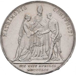 Konvenční měna, údobí let 1848 - 1857, Tolar 1854 A - svatební, 25.986g, dr.hr.ražbou,