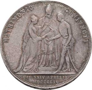 Konvenční měna, údobí let 1848 - 1857, Tolar 1854 A - svatební, 25.977g, stopa po oušku,
