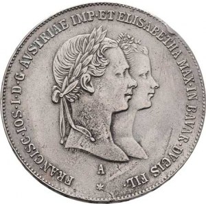 Konvenční měna, údobí let 1848 - 1857, 1/2 Tolar 1854 A, Vídeň - svatební, 12.979g, hr.,