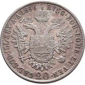 Konvenční měna, údobí let 1848 - 1857, 20 Krejcar 1856 B - hlava zprava, 4.253g, nep.hr.,