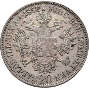 Konvenční měna, údobí let 1848 - 1857, 20 Krejcar 1852 C - hlava zleva, 6.585g, zcela