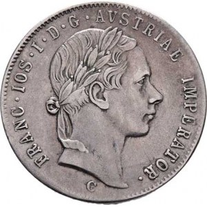Konvenční měna, údobí let 1848 - 1857, 20 Krejcar 1856 C - poslední mince pražské mincovny,