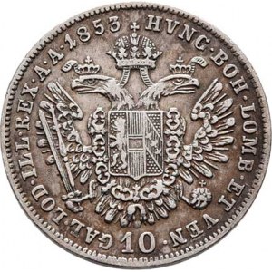 Konvenční měna, údobí let 1848 - 1857, 10 Krejcar 1853 A, 2.140g, nep.hr., nep.rysky, pěkná