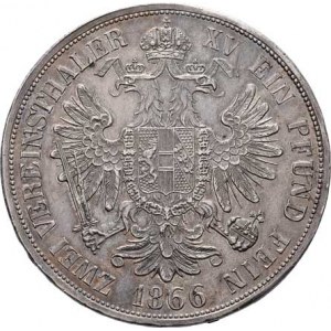 Rakouská a spolková měna, údobí let 1857 - 1892, 2 Tolar spolkový 1866 A (pouze 10.000 ks), 37.084g