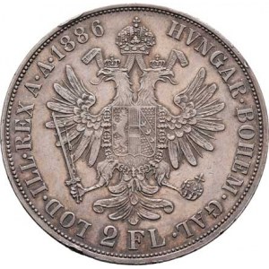 Rakouská a spolková měna, údobí let 1857 - 1892, 2 Zlatník 1886, 24.686g, dr.hr., dr.rysky, pěkná