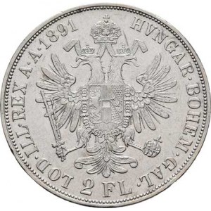 Rakouská a spolková měna, údobí let 1857 - 1892, 2 Zlatník 1891, 24.588g, velké hr., dr.rysky, vl.š