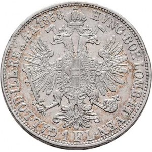 Rakouská a spolková měna, údobí let 1857 - 1892, Zlatník 1858 V, 12.293g, hrany, dr.úhoz, dr.rysky,