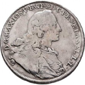 Bavorsko, Maximilian III. Josef, 1745 - 1777, Tolar 1757 - Madona, Mnichov, KM.500.2, Dav.1952,