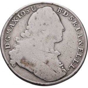 Bavorsko, Maximilian III. Josef, 1745 - 1777, Tolar 1777 - Madona, Mnichov, KM.519.1, Dav.1953,