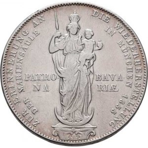 Bavorsko, Maximilian II., 1848 - 1864, 2 Gulden 1855 - Marianský sloup, KM.465, 20.968g,