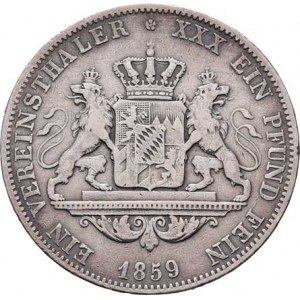 Bavorsko, Maximilian II., 1848 - 1864, Tolar spolkový 1859, KM.468 (Ag900), 18.511g,