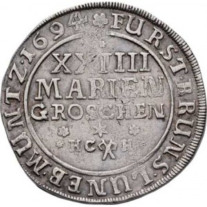Braunschweig W., Rudolf August a Anton Ulrich, 24 Mariánských grošů (2/3 Tolaru) 1694 HC-H, KM.615,