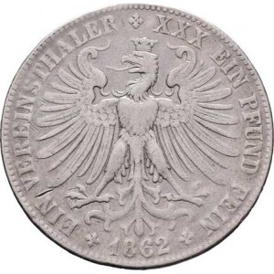 Frankfurt - město, Spolkový tolar 1862, KM.370 (Ag900), 18.155g, stopa