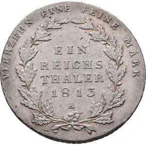 Prusko - král., Friedrich Wilhelm III.,1797 - 1840, Tolar 1813 A, Berlín, KM.387 (Ag750), 21.826g,