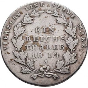 Prusko - král., Friedrich Wilhelm III.,1797 - 1840, Tolar 1814 A, Berlín, KM.387 (Ag750), 21.886g,