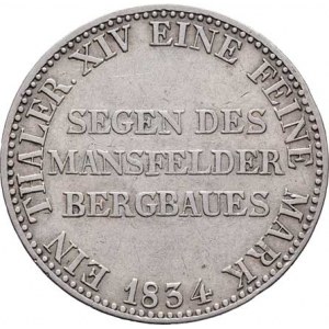 Prusko - král., Friedrich Wilhelm III.,1797 - 1840, Tolar výtěžkový 1834 A, KM.420 (Ag750, pouze 50