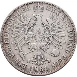 Prusko - král., Wilhelm I., 1861 - 1888, Tolar spolkový 1861 A, Berlín, KM.489 (Ag900),