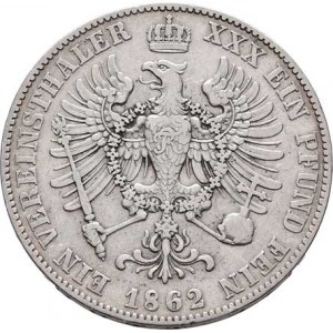 Prusko - král., Wilhelm I., 1861 - 1888, Tolar spolkový 1862 A, Berlín, KM.489 (Ag900),