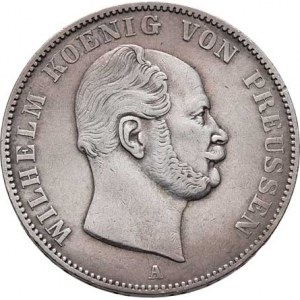 Prusko - král., Wilhelm I., 1861 - 1888, Tolar spolkový 1863 A, Berlín, KM.489 (Ag750),