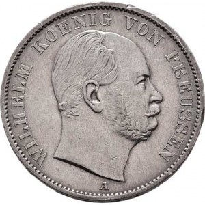 Prusko - král., Wilhelm I., 1861 - 1888, Tolar spolkový 1864 A, Berlín, KM.494 (Ag900),