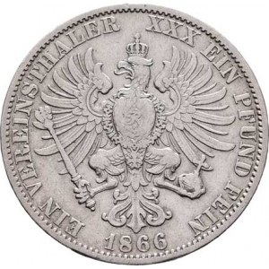 Prusko - král., Wilhelm I., 1861 - 1888, Tolar spolkový 1866 A - vítězný, Berlín, KM.497