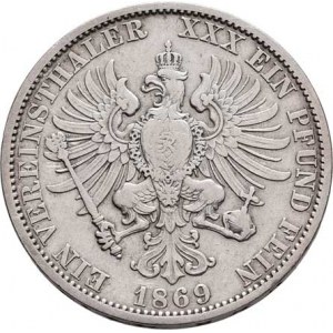 Prusko - král., Wilhelm I., 1861 - 1888, Tolar spolkový 1869 A, Berlín, KM.494 (Ag900),