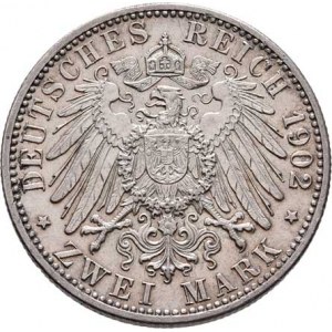 Badensko, Friedrich I., 1856 - 1907, 2 Marka 1902 - 50 let vlády, KM.271 (Ag900), 11.060g,