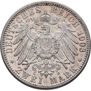Badensko, Friedrich I., 1856 - 1907, 2 Marka 1903 G, Karlsruhe, KM.272 (Ag900), 11.035g,