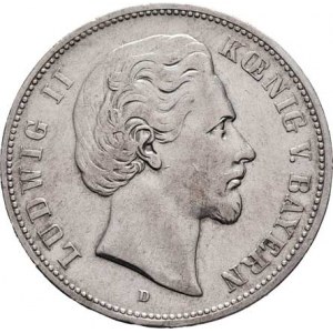 Bavorsko, Ludwig II., 1864 - 1886, 5 Marka 1876 D, Mnichov, KM.502 (Ag900), 27.485g,