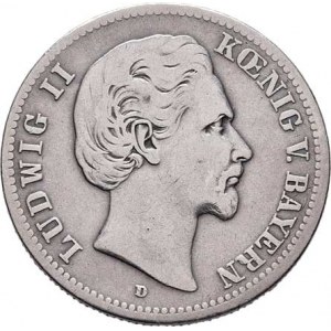 Bavorsko, Ludwig II., 1864 - 1886, 2 Marka 1876 D, Mnichov, KM.505 (Ag900), 10.789g,