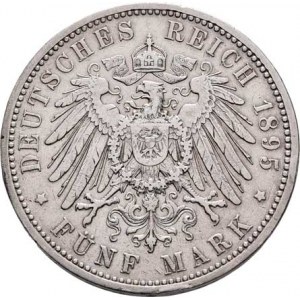 Prusko, Wilhelm II., 1888 - 1918, 5 Marka 1895 A, Berlín, KM.523 (Ag900), 27.527g,