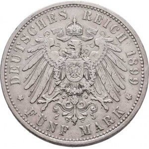 Prusko, Wilhelm II., 1888 - 1918, 5 Marka 1899 A, Berlín, KM.523 (Ag900), 27.636g,