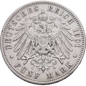 Prusko, Wilhelm II., 1888 - 1918, 5 Marka 1901 A, Berlín, KM.523 (Ag900), 27.643g,