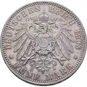 Prusko, Wilhelm II., 1888 - 1918, 5 Marka 1903 A, Berlín, KM.523 (Ag900), 27.681g,