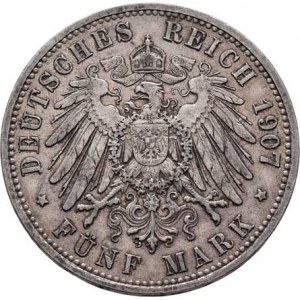 Prusko, Wilhelm II., 1888 - 1918, 5 Marka 1907 A, Berlín, KM.523 (Ag900), 27.720g,