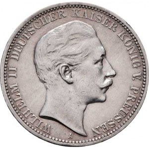 Prusko, Wilhelm II., 1888 - 1918, 3 Marka 1908 A, Berlín, KM.527 (Ag900), 16.566g,