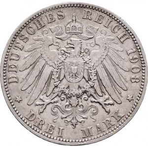 Prusko, Wilhelm II., 1888 - 1918, 3 Marka 1908 A, Berlín, KM.527 (Ag900), 16.566g,