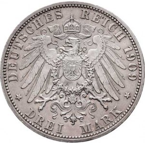 Prusko, Wilhelm II., 1888 - 1918, 3 Marka 1909 A, Berlín, KM.527 (Ag900), 16.649g,