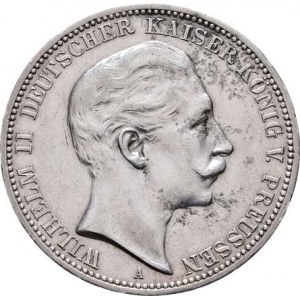 Prusko, Wilhelm II., 1888 - 1918, 3 Marka 1910 A, Berlín, KM.527 (Ag900), 16.651g,