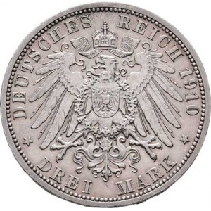 Prusko, Wilhelm II., 1888 - 1918, 3 Marka 1910 A, Berlín, KM.527 (Ag900), 16.651g,