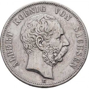 Sasko, Albert, 1873 - 1902, 5 Marka 1894 E, Drážďany, KM.1246 (Ag900, pouze