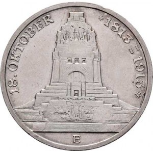 Sasko, Friedrich August III., 1904 - 1918, 3 Marka 1913 E - památník bitvy u Lipska, KM.1275